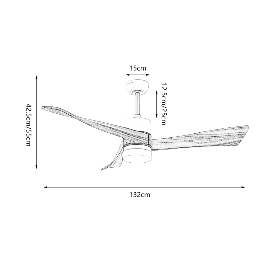 ZEVENTI - Ventilator de tavan NATURITO LED/18W/230V 3000/4000/6000K Wi-Fi Tuya alb/stejar + telecomandă