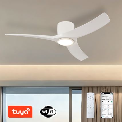 ZEVENTI - Ventilator de tavan LED dimmabil ORBITO, 24W/230V, 3000/4000/6000K, Wi‑Fi Tuya, alb, cu telecomandă