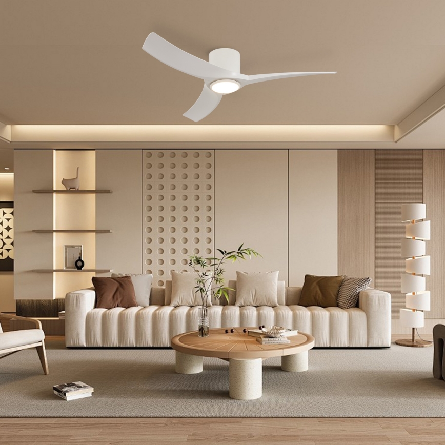 ZEVENTI - Ventilator de tavan LED dimmabil ORBITO, 24W/230V, 3000/4000/6000K, Wi‑Fi Tuya, alb, cu telecomandă
