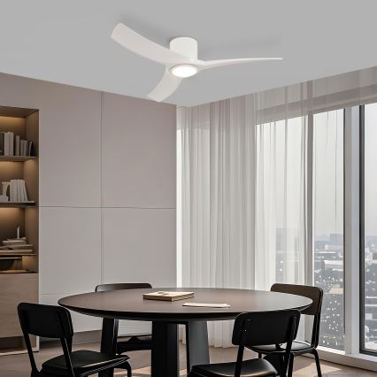 ZEVENTI - Ventilator de tavan LED dimmabil ORBITO, 24W/230V, 3000/4000/6000K, Wi‑Fi Tuya, alb, cu telecomandă