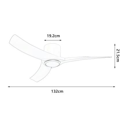 ZEVENTI - Ventilator de tavan LED dimmabil ORBITO, 24W/230V, 3000/4000/6000K, Wi‑Fi Tuya, alb, cu telecomandă