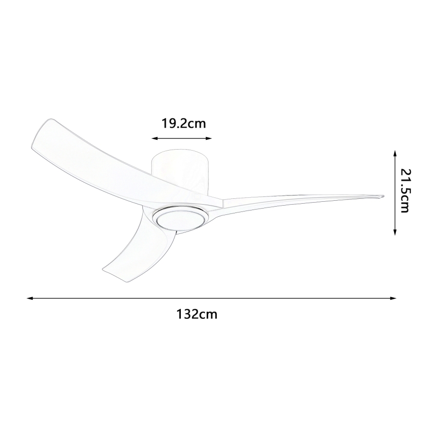 ZEVENTI - Ventilator de tavan LED dimmabil ORBITO, 24W/230V, 3000/4000/6000K, Wi‑Fi Tuya, alb, cu telecomandă