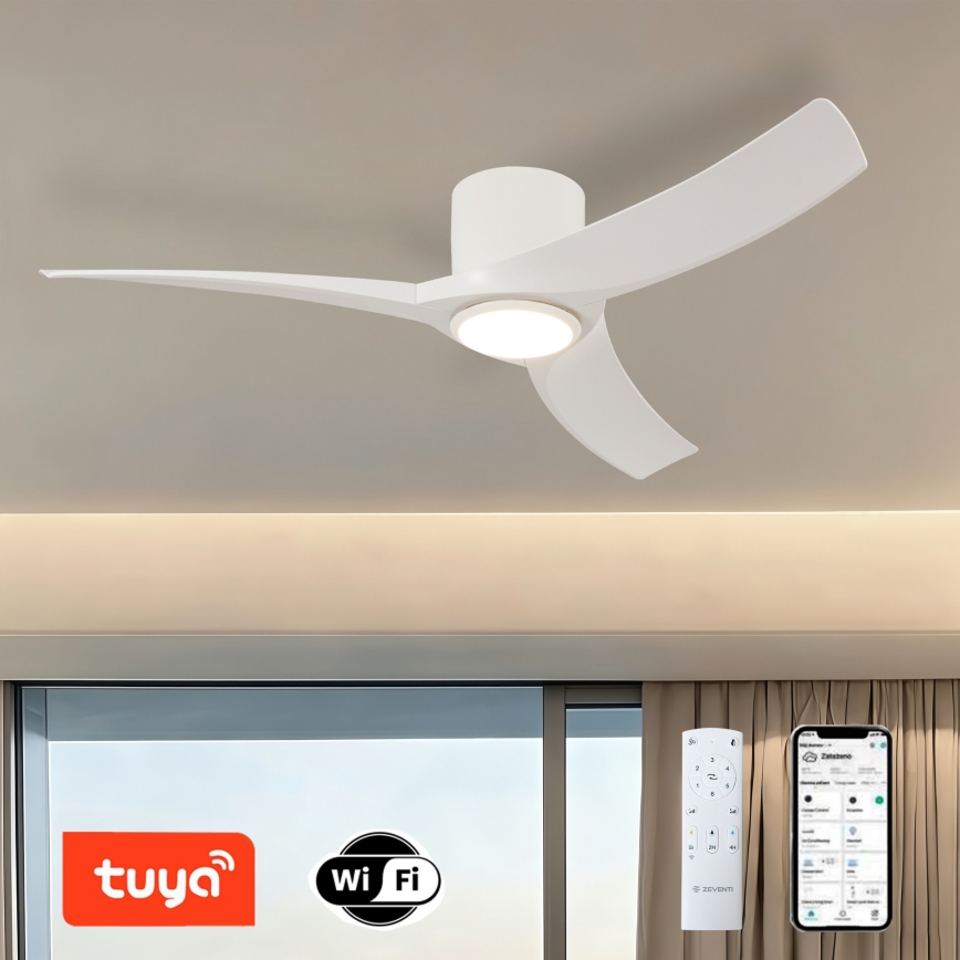 ZEVENTI - Ventilator de tavan LED dimmabil ORBITO LED/24W/230V 3000/4000/6000K Wi-Fi Tuya alb + telecomandă