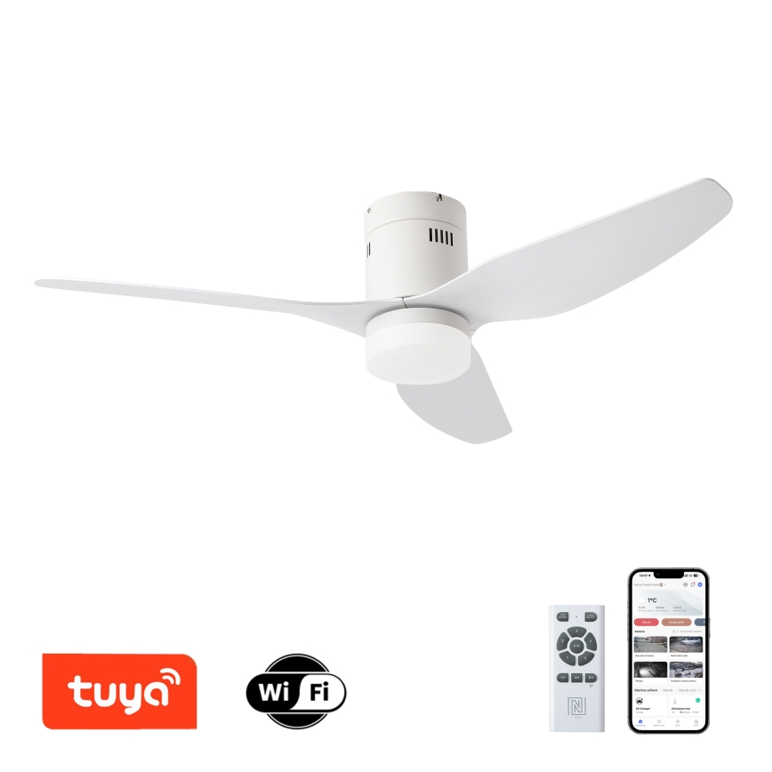 ZEVENTI - Ventilator de tavan PADUA LED/18W/230V 3000/4000/6000K Wi-Fi Tuya alb + telecomandă