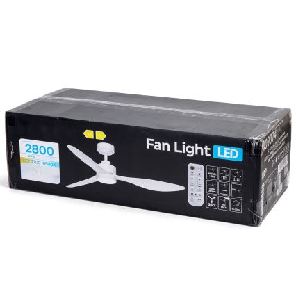 ZEVENTI - Ventilator de tavan ULUWATU cu LED dimabil, 20W, 230V, 2700-6500K, 132 cm, alb, cu telecomandă