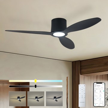 ZEVENTI - Ventilator de tavan LED reglabil VENTORA LED/24W/230V 3000/4000/6000K Wi‑Fi Tuya negru + telecomandă