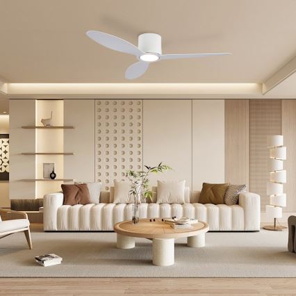 ZEVENTI - Ventilator de tavan LED VENTORA, dimabil, 24W/230V, 3000/4000/6000K, Wi-Fi Tuya, alb + telecomandă