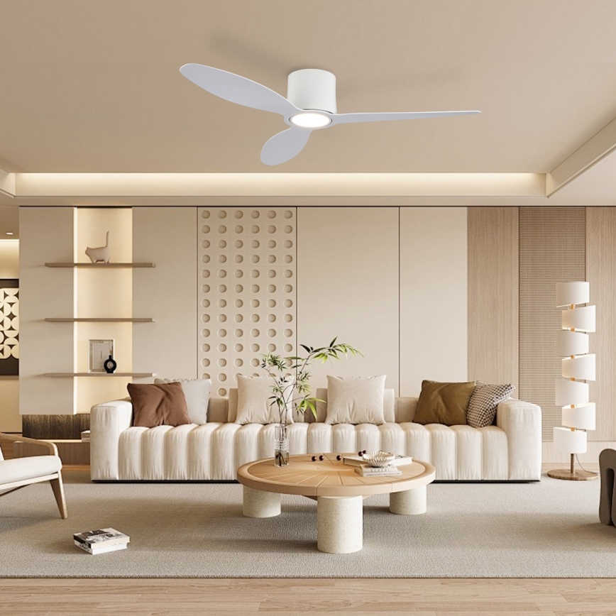ZEVENTI - Ventilator de tavan LED VENTORA, dimabil, 24W/230V, 3000/4000/6000K, Wi-Fi Tuya, alb + telecomandă