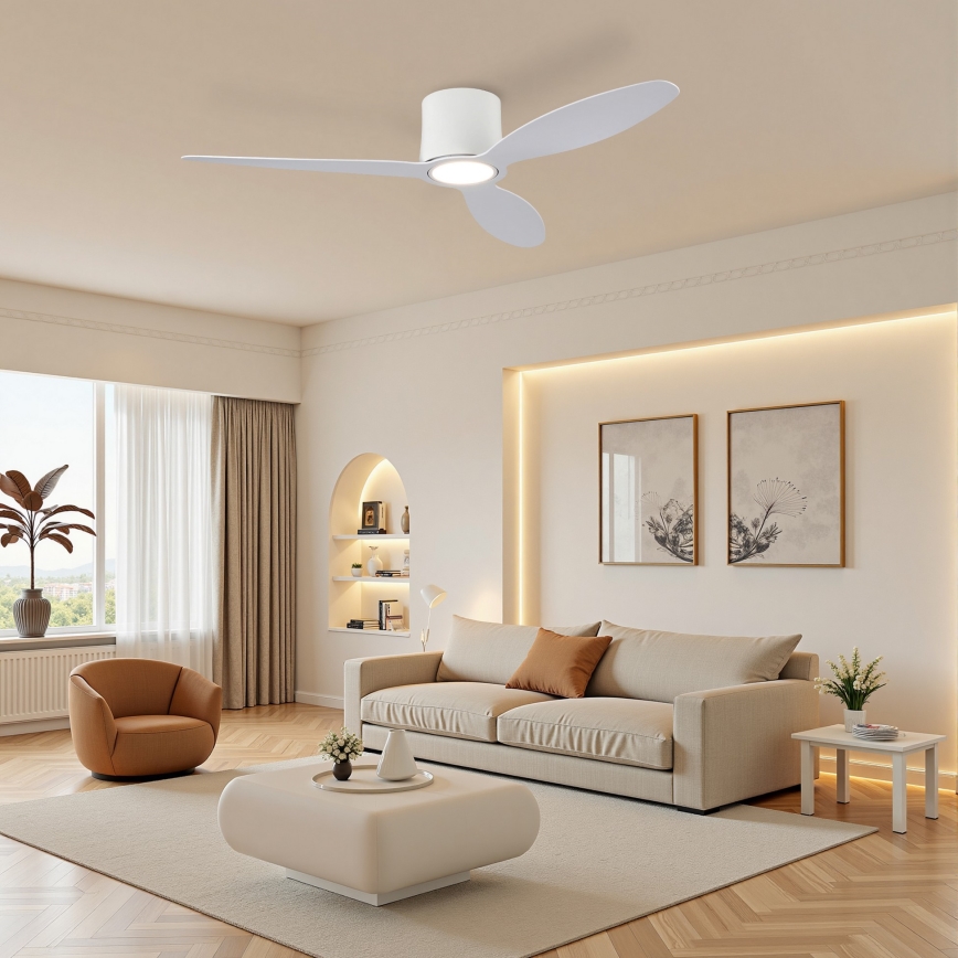 ZEVENTI - Ventilator de tavan LED VENTORA, dimabil, 24W/230V, 3000/4000/6000K, Wi-Fi Tuya, alb + telecomandă