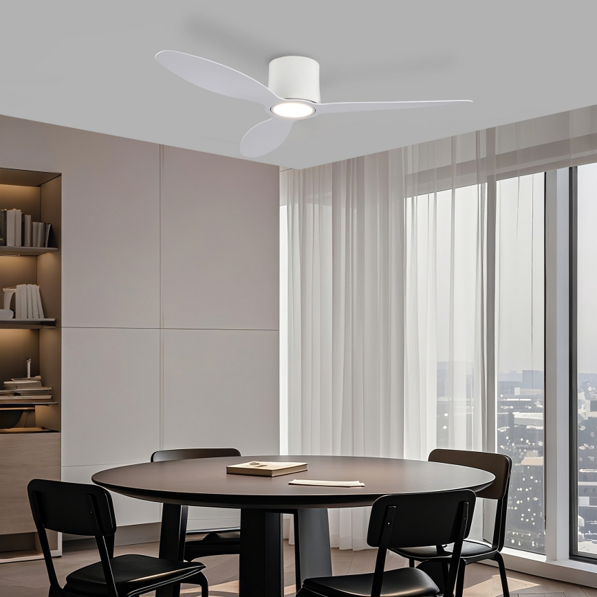 ZEVENTI - Ventilator de tavan LED VENTORA, dimabil, 24W/230V, 3000/4000/6000K, Wi-Fi Tuya, alb + telecomandă