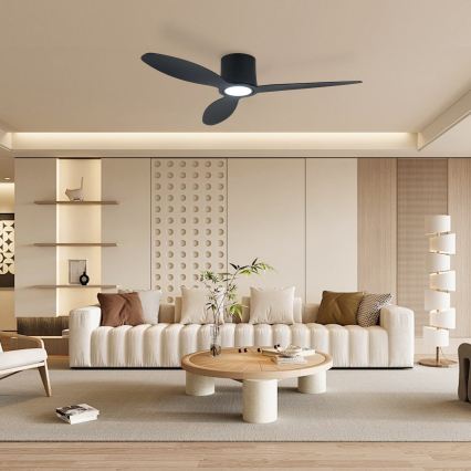 ZEVENTI - Ventilator de tavan LED reglabil VENTORA LED/24W/230V 3000/4000/6000K Wi‑Fi Tuya negru + telecomandă