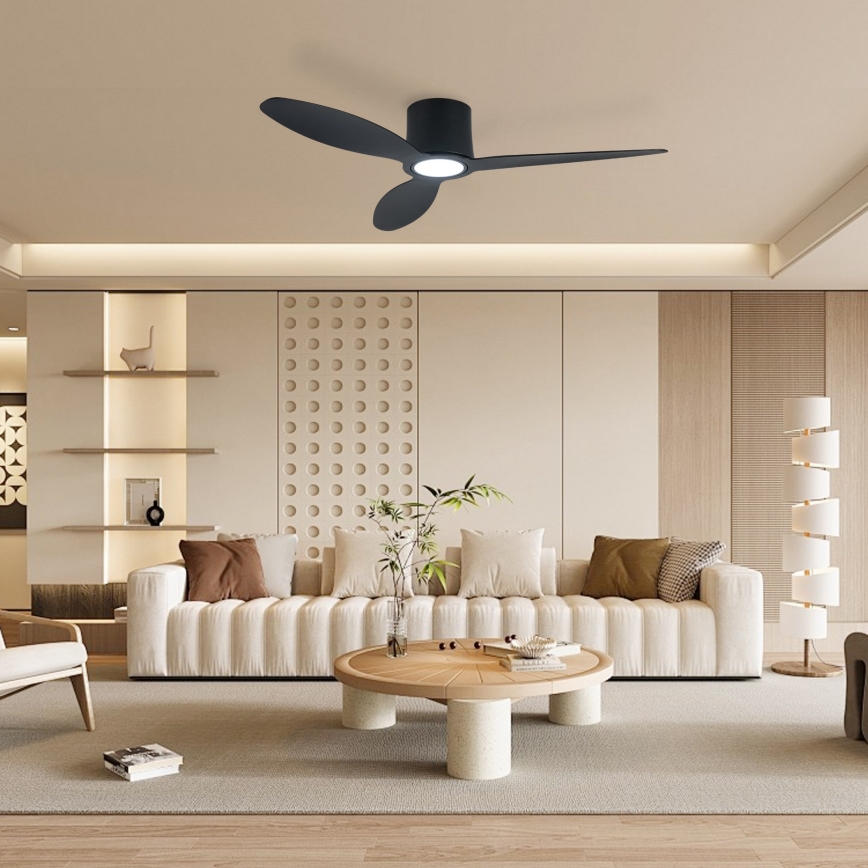 ZEVENTI - Ventilator de tavan LED reglabil VENTORA LED/24W/230V 3000/4000/6000K Wi‑Fi Tuya negru + telecomandă