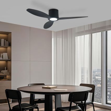 ZEVENTI - Ventilator de tavan LED reglabil VENTORA LED/24W/230V 3000/4000/6000K Wi‑Fi Tuya negru + telecomandă