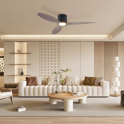 ZEVENTI - Ventilator de tavan LED reglabil VENTORA LED/24W/230V 3000/4000/6000K Wi-Fi Tuya negru/nuc + telecomandă