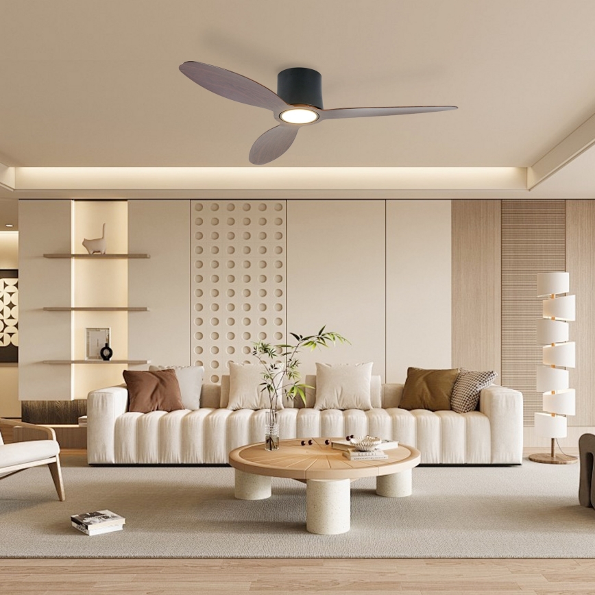 ZEVENTI - Ventilator de tavan LED reglabil VENTORA LED/24W/230V 3000/4000/6000K Wi-Fi Tuya negru/nuc + telecomandă