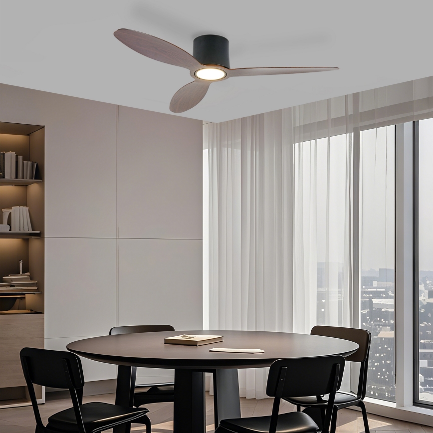 ZEVENTI - Ventilator de tavan LED reglabil VENTORA LED/24W/230V 3000/4000/6000K Wi-Fi Tuya negru/nuc + telecomandă