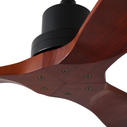 ZEVENTI - Ventilator de tavan LIONI Wi‑Fi Tuya, negru/stejar, cu telecomandă