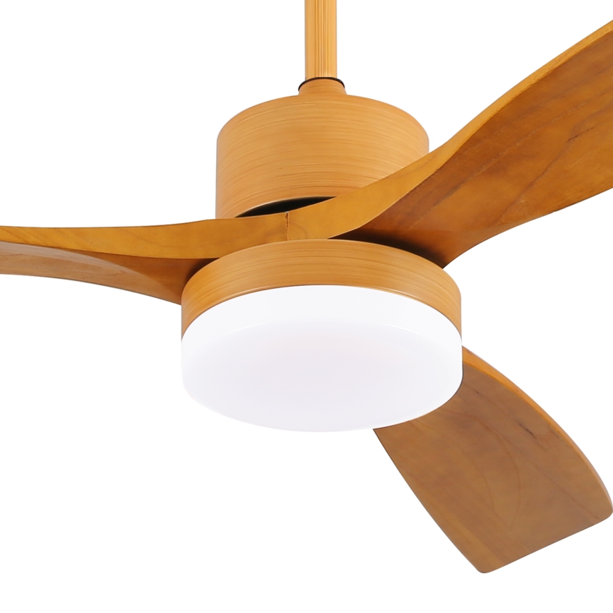 ZEVENTI - Ventilator de tavan LED MARE, 24 W, 230 V, 3000/4000/6000 K, Wi‑Fi Tuya, finisaj stejar + telecomandă