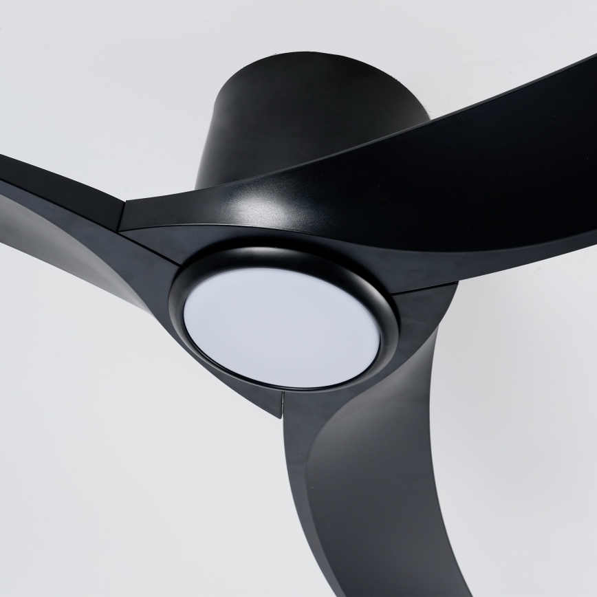 ZEVENTI - Ventilator de tavan ORBITO cu LED dimabil, 24W/230V, 3000/4000/6000K, Wi‑Fi Tuya, negru + telecomandă