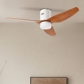 ZEVENTI - Ventilator de tavan PADUA cu LED/18W/230V 3000/4000/6000K Wi-Fi Tuya alb/maro + telecomandă