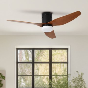 ZEVENTI - Ventilator de tavan PADUA LED/18W/230V 3000/4000/6000K Wi-Fi Tuya negru/maro + telecomandă