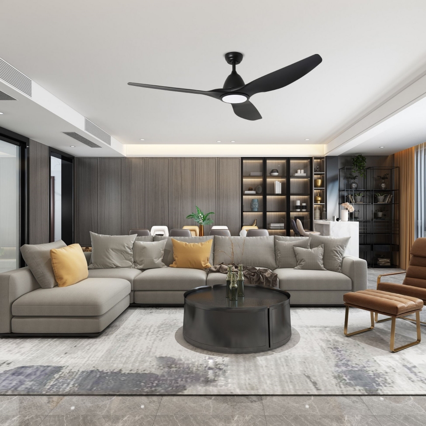 ZEVENTI - Ventilator de tavan LED URBINO, 20W/230V, 3000/4000/6000K, Wi-Fi Tuya, negru, cu telecomandă