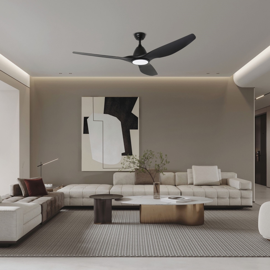 ZEVENTI - Ventilator de tavan LED URBINO, 20W/230V, 3000/4000/6000K, Wi-Fi Tuya, negru, cu telecomandă