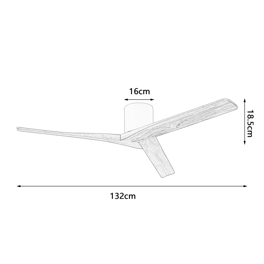 ZEVENTI - Ventilator de tavan VELLON Wi‑Fi Tuya, alb/paulownia + telecomandă