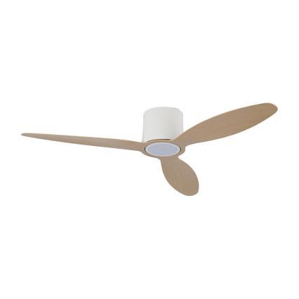 ZEVENTI - Ventilator de tavan VENTORA LED reglabil, 24W, 230V, 3000/4000/6000K, Wi-Fi Tuya, alb/stejar + telecomandă
