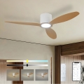 ZEVENTI - Ventilator de tavan VENTORA LED reglabil, 24W, 230V, 3000/4000/6000K, Wi-Fi Tuya, alb/stejar + telecomandă