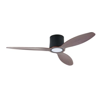 ZEVENTI - Ventilator de tavan VENTORA LED cu intensitate reglabilă, 24W/230V 3000/4000/6000K Wi-Fi Tuya negru/nuc + telecomandă