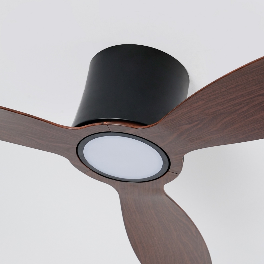 ZEVENTI - Ventilator de tavan VENTORA LED cu intensitate reglabilă, 24W/230V 3000/4000/6000K Wi-Fi Tuya negru/nuc + telecomandă