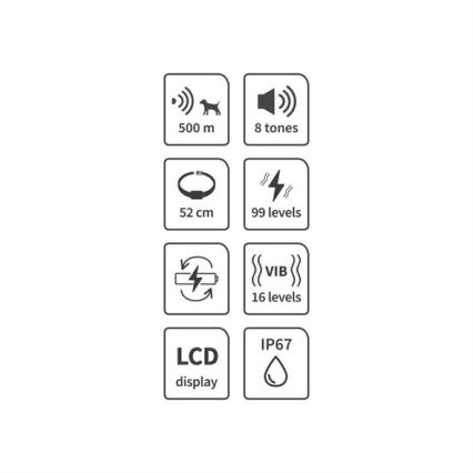 Zgardă electrică de dresaj 52cm 500m 3,7V 300 mAh IP67