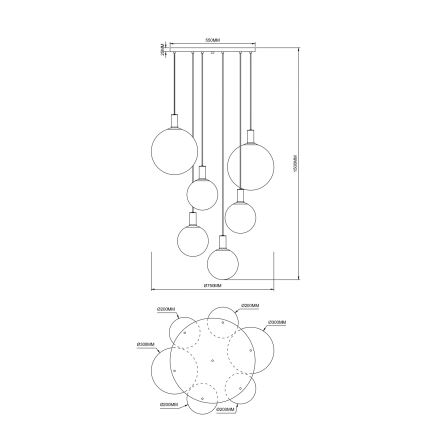 Zuma Line - Lustră suspendată cu cablu 6xE27/25W/230V Ø 75 cm auriu/negru