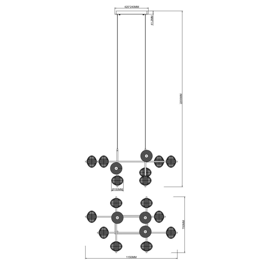 Zuma Line - Lustră LED suspendată pe cablu LED/63W/230V aurie