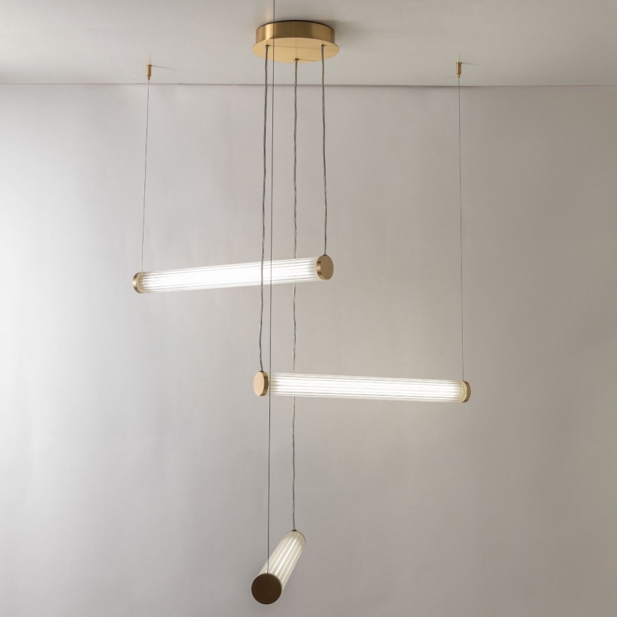 Zuma Line - Lustră LED dimabilă suspendată pe cablu, 64W, 230V, 2700-6500K, auriu + telecomandă
