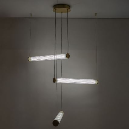 Zuma Line - Lustră LED dimabilă suspendată pe cablu, 64W, 230V, 2700-6500K, auriu + telecomandă