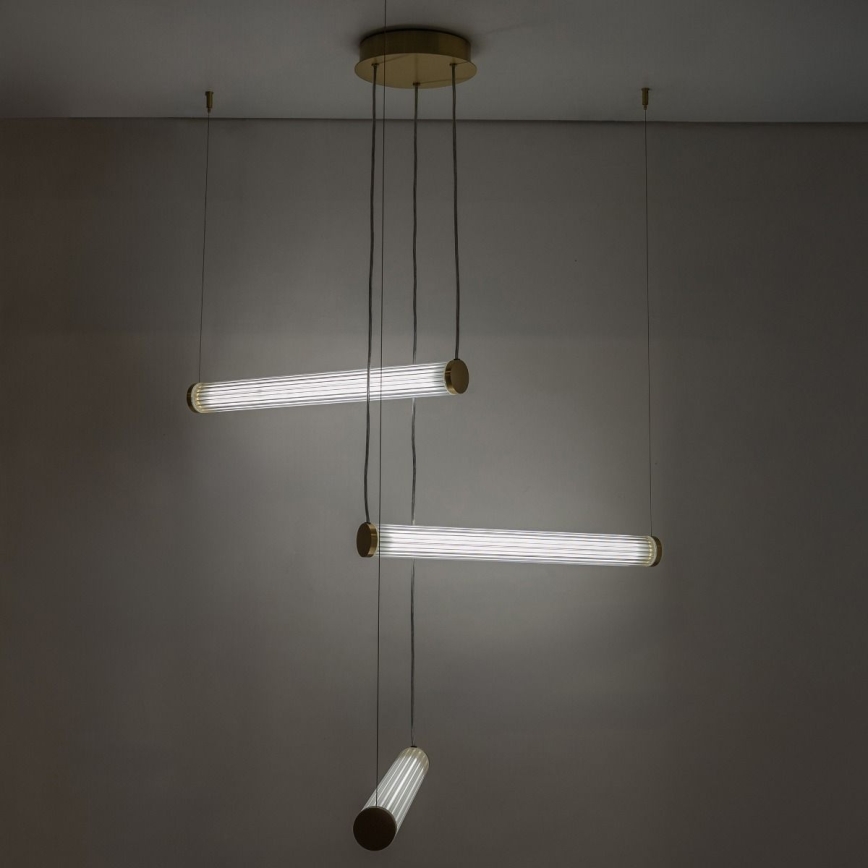 Zuma Line - Lustră LED dimabilă suspendată pe cablu, 64W, 230V, 2700-6500K, auriu + telecomandă