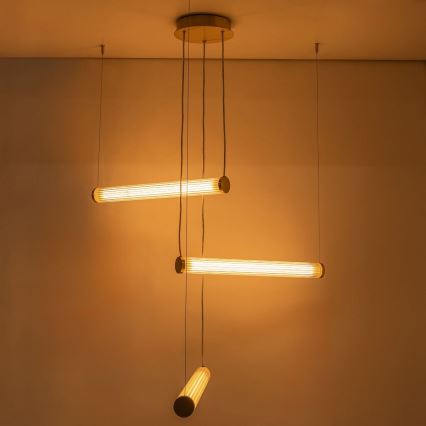 Zuma Line - Lustră LED dimabilă suspendată pe cablu, 64W, 230V, 2700-6500K, auriu + telecomandă