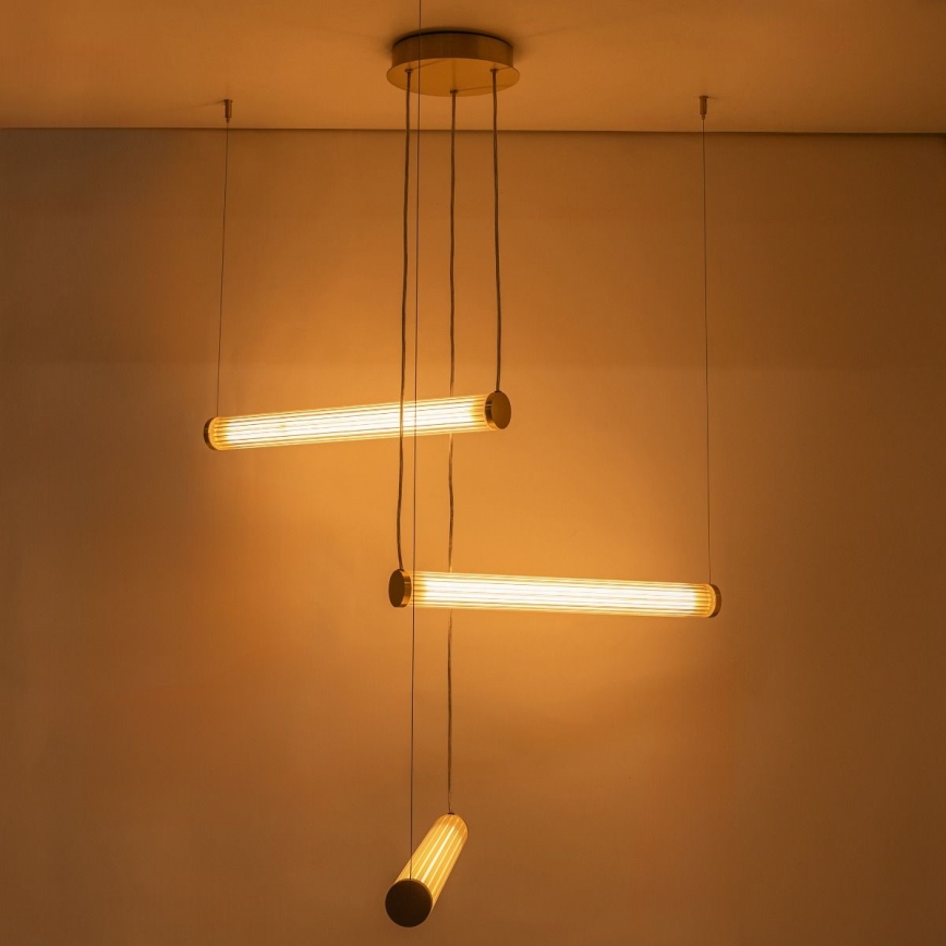 Zuma Line - Lustră LED dimabilă suspendată pe cablu, 64W, 230V, 2700-6500K, auriu + telecomandă