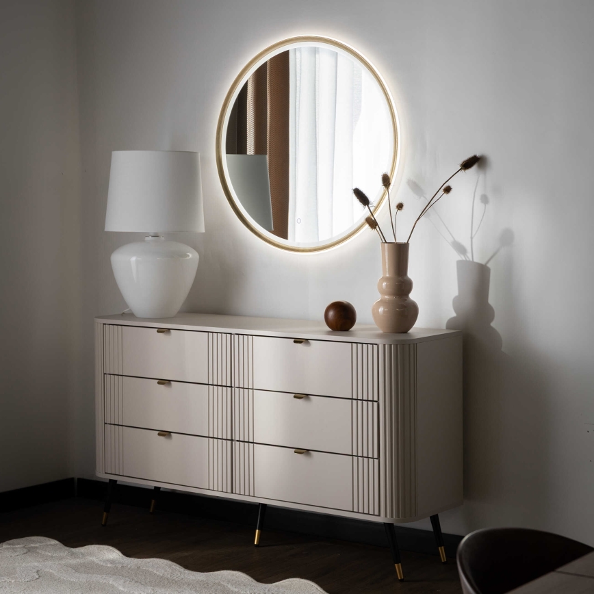 Zuma Line - Oglindă de perete pentru baie cu iluminare LED/36W/230V 3000/4000/6000K Ø 80 cm IP44 alamă