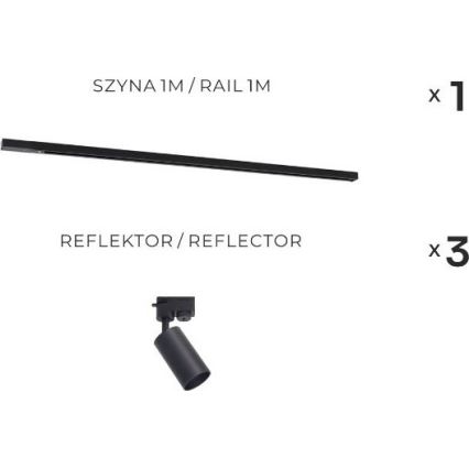 Zuma Line - Spot pentru șină, 3x GU10, 35 W, 230 V, negru