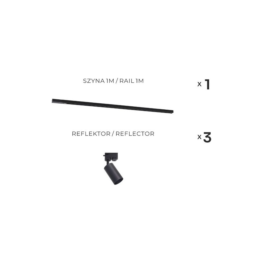 Zuma Line - Spot pentru șină, 3x GU10, 35 W, 230 V, negru