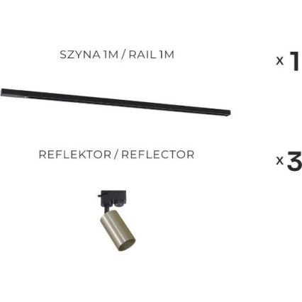 Zuma Line - Spot pe șină 3xGU10/35W/230V, negru/auriu