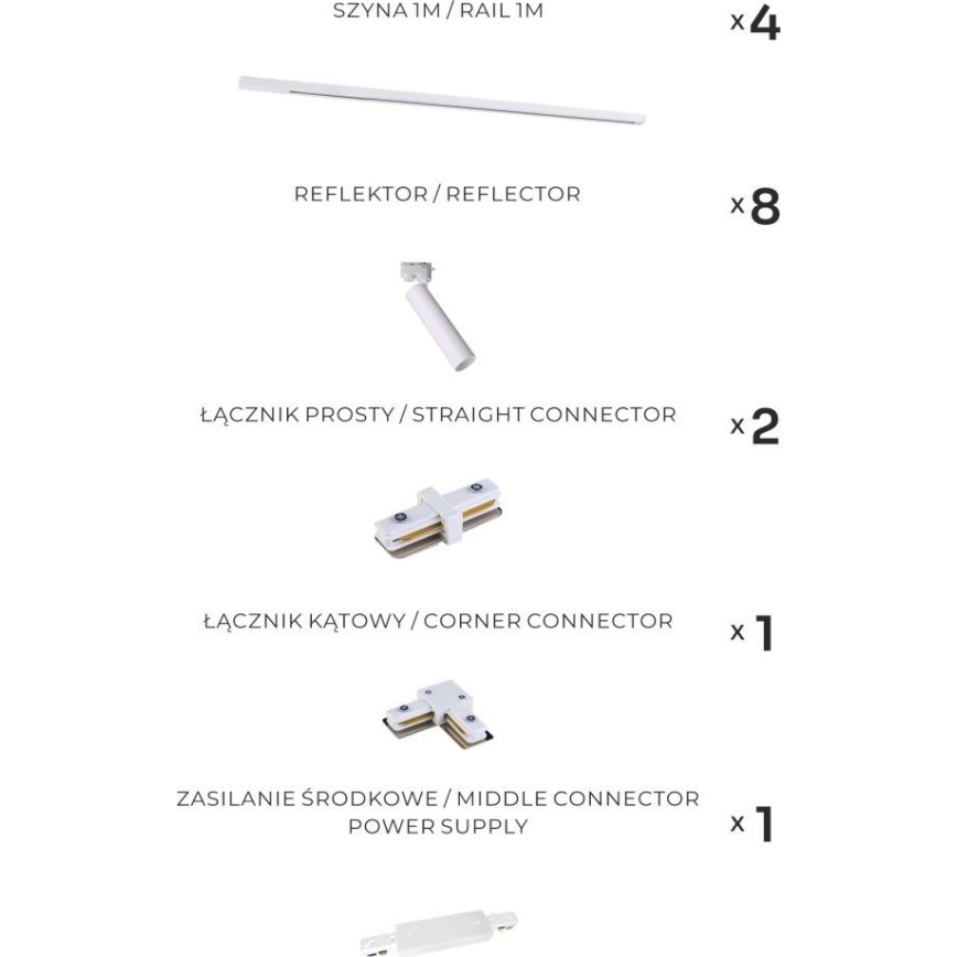 Zuma Line - Spot pentru șină 8xGU10/35W/230V alb