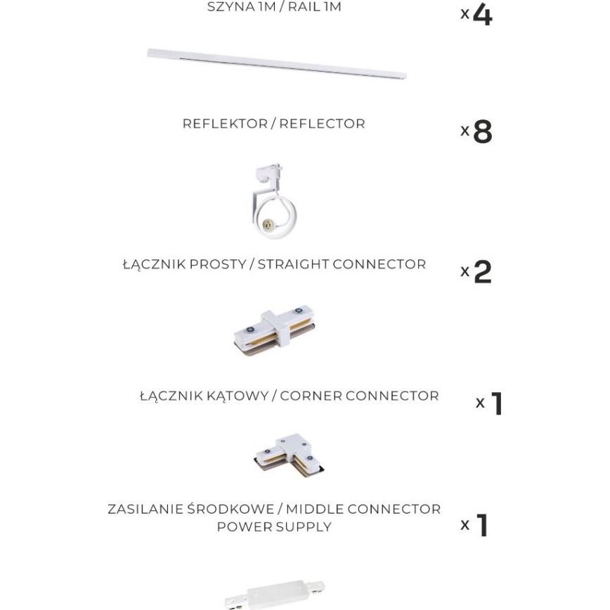 Zuma Line - Spot pe șină 8xGU10/15W/230V alb