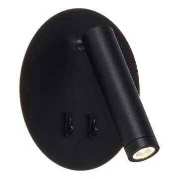 Zuma Line - Aplică spot LED de perete, LED/5,5W/230V 4000K + LED/2,5W 3000K, negru