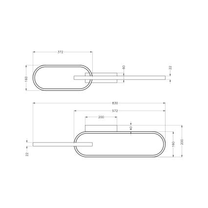 Zuma Line - Plafonieră LED 2xLED/24W/230V negru/auriu