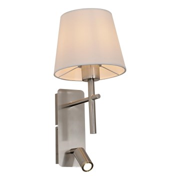 Zuma Line - Lampă de perete LED 1xE27/40W/230V + LED/2,5W crom mat/alb