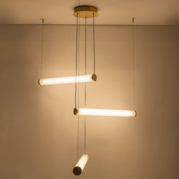 Zuma Line - Lustră LED dimabilă suspendată pe cablu, 64W, 230V, 2700-6500K, auriu + telecomandă